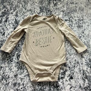 GAP Tan 'Mama's Bestie' Kids Bodysuit with Ruffle Sleeve